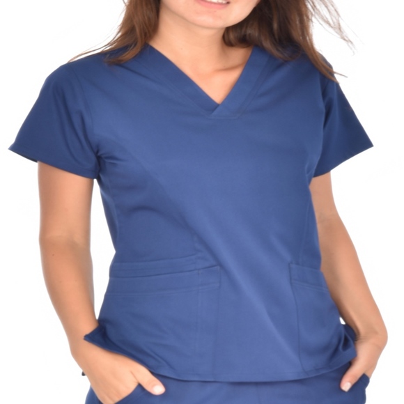 Medichic 4 Way Stretch Navy Scrub Top XS-XXL NWT - Picture 4 of 6